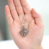 HEDQFM 2PCS Aromatherapy Essential Oil Diffuser Necklace Love Heart and Hollow Ball Locket Pendant Necklace with Lava Bead Stone for Women view 3