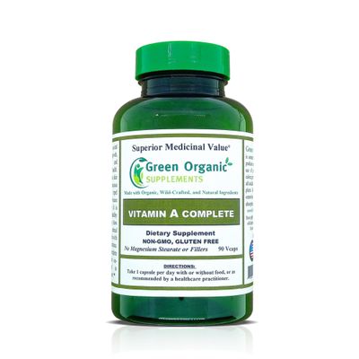 Green Organic Supplements Vitamin A, Retinyl Palmitate, 90 VCaps, 15000IU, Hand Made, Non-GMO, & Gluten Free (Pack of 1)
