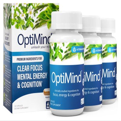 Optimind Brain Supplement for Memory and Focus, Nootropic with Synapsa, Phosphatidylserine, Vitamin B1 B12, Non-GMO, Mental Clarity, Cognitive Support, Clinically Studied Ingredients, 96 Capsules