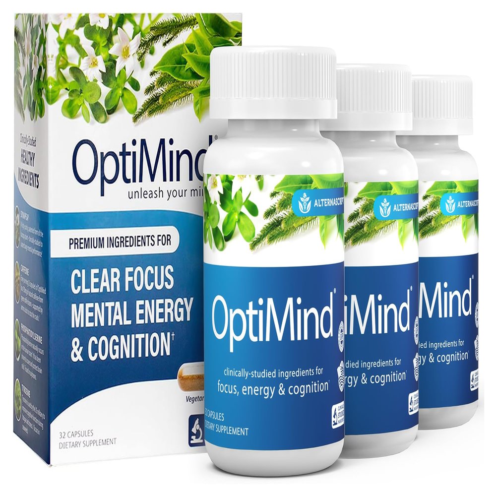Optimind Brain Supplement for Memory and Focus, Nootropic with Synapsa, Phosphatidylserine, Vitamin B1 B12, Non-GMO, Mental Clarity, Cognitive Support, Clinically Studied Ingredients, 96 Capsules