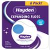 Hayden Expanding Dental Floss. Expands To Clean Between Tight Teeth. 6 Pack Value. Fresh Feeling Polar Mint Woven Floss. Anti Tartar Actives for Gentle Care. 180 Yards. Expandable Clean. PFA Free. view 1