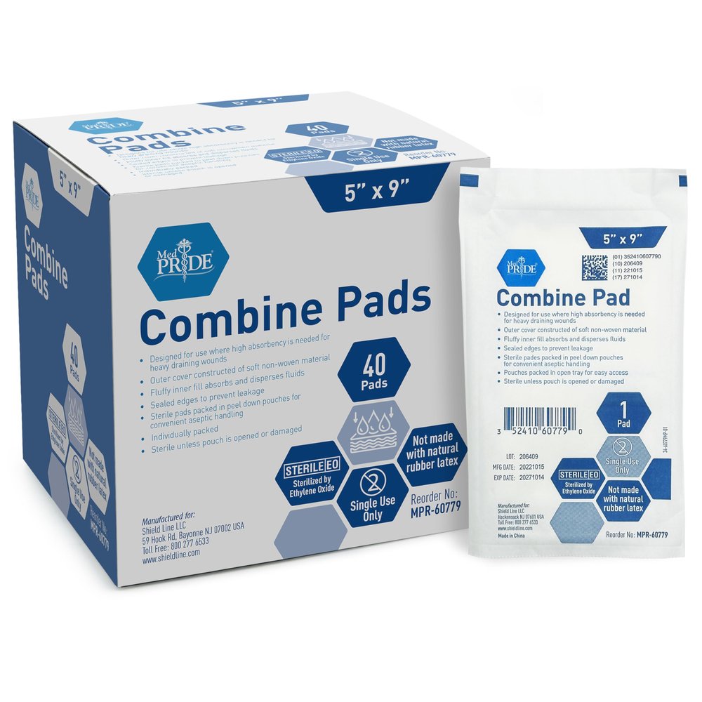 MED PRIDE Sterile Gauze Abd Pads 5 X 9 in, Extra Thick & Absorbent, Nonstick, Individually Wrapped Wound Dressings for Heavy Leakage (40 20 Count (Pack of 1))