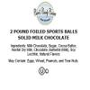 Foiled Sports Balls Premium Solid Milk Chocolate Mixed - Baseballs, Basketballs, Footballs, Soccer Balls - 2 Lb Bag - 166 Pcs view 2