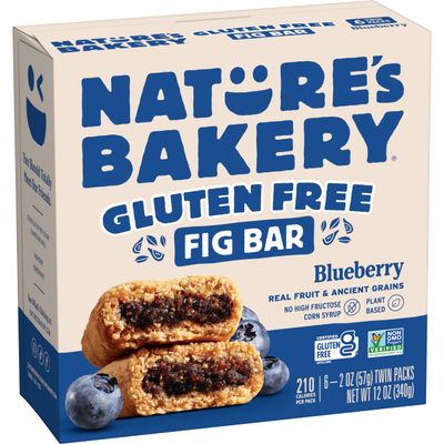 Natures Bakery Gluten Free Fig Bars, Blueberry, Real Fruit, Vegan, Non-GMO, Snack Bar, 1 Box With 6 Twin Packs (6 Twin Packs)