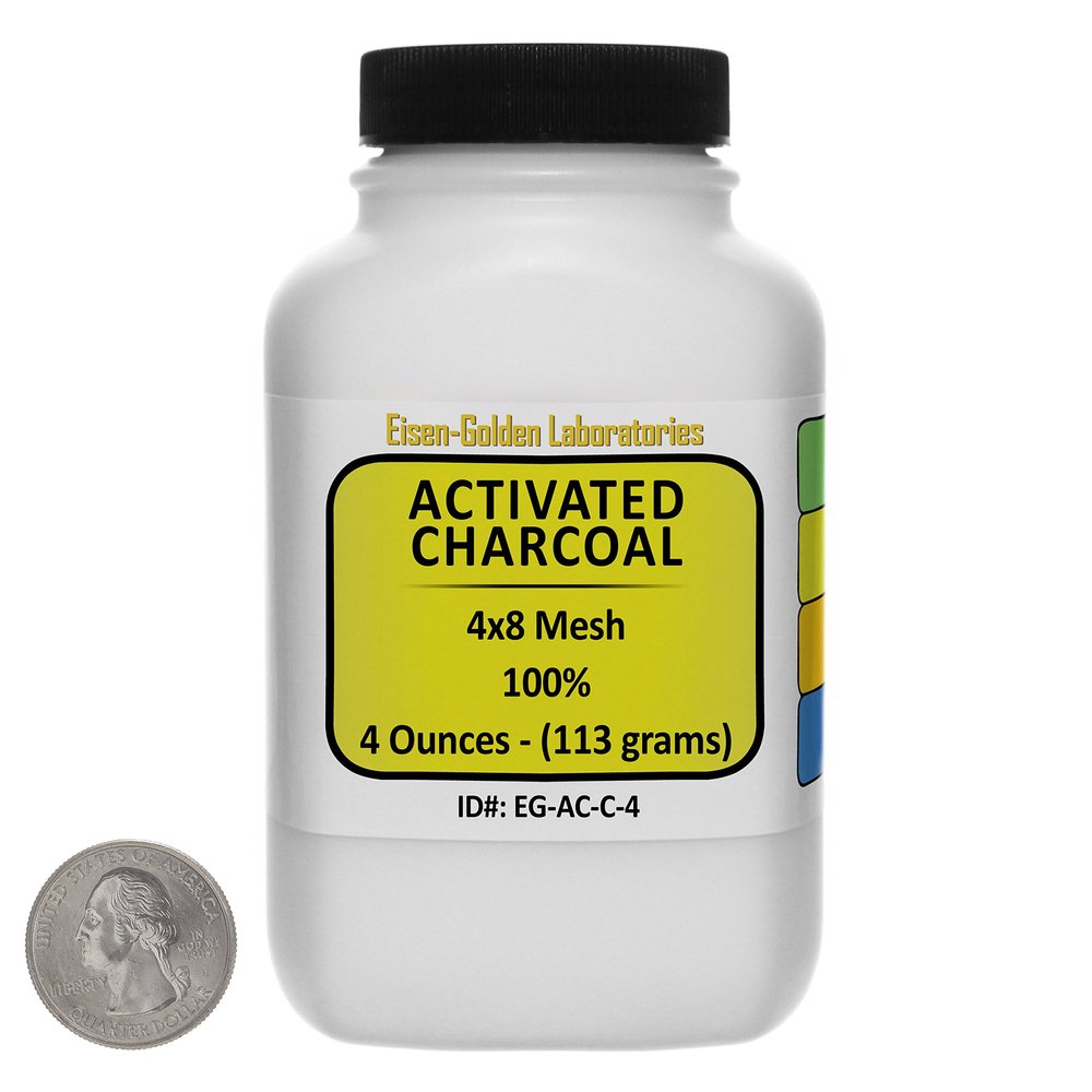 Activated Charcoal [C] 100% ACS Grade Course Granules 4 Oz in a Space-Saver Bottle USA