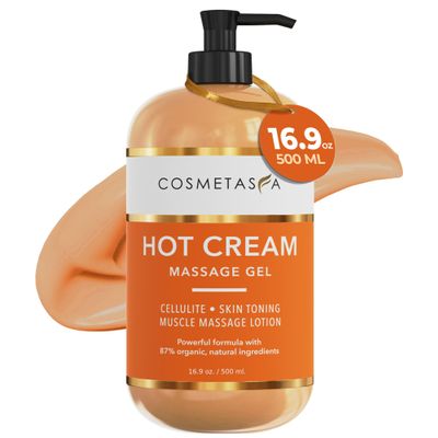 Cosmetasa Hot Cream for Belly - 87% Organic Cellulite Cream - Natural Sweat Cream Massage Gel - for Stomach, Abdomen, Sore Joints, Muscles, Workout (16.9 oz)
