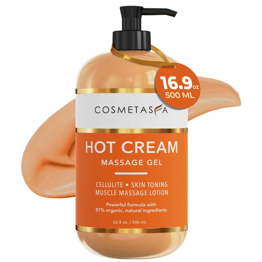 Cosmetasa Hot Cream for Belly - 87% Organic Cellulite Cream - Natural Sweat Cream Massage Gel - for Stomach, Abdomen, Sore Joints, Muscles, Workout (16.9 oz)