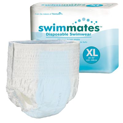 Swimmates Adult Swim Underwear, Pull-Up with Tear-Away Side Seams, Unisex, Disposable, X-Large (56"- 64" Waist), 14 Count (Case of 4)