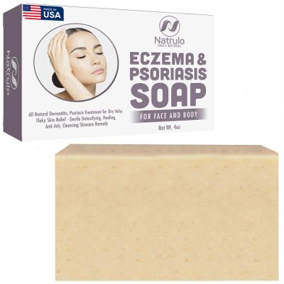 Eczema Soap Bar for Face and Body  All Natural Dermatitis, Psoriasis Treatment for Dry Itchy Flaky Skin Relief  Gentle Detoxifying, Healing, Anti-Itch, Cleansing Skincare Remedy  Eczema Soap Bar