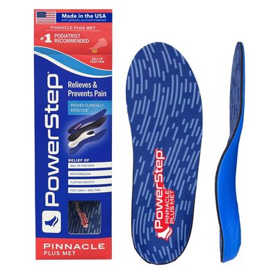 PowerStep Pinnacle Plus Met, Ball of Foot Pain Relief Orthotics, Shoe Inserts, Metatarsalgia, Arch Support, Morton's Neuroma Pain Relief, Shoe Insoles, Metatarsal Pad, Made in USA (M 9-9.5, W 11-11.5)