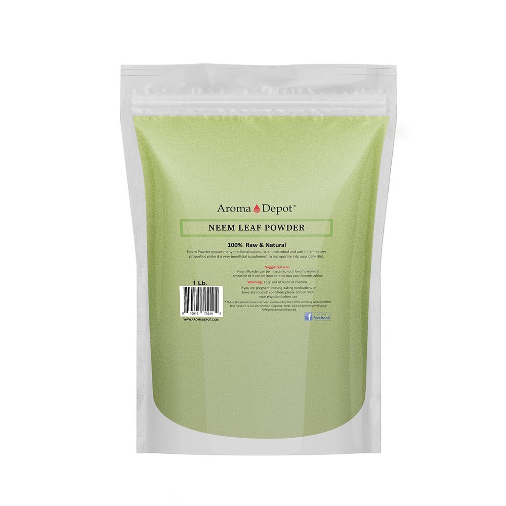 1 lb / 16 oz Neem Leaf Powder No Preservatives 100% All Pure & Natural Vegan, Non-GMO & Gluten Free, Great for Improving Immunity, Skin, Hair & Digestive Functions Azadirachta Indica