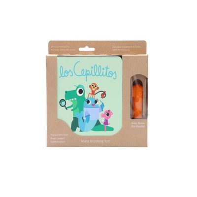The Brushies Momo The Monkey Baby Toddler Toothbrush & Storybook Set/Dental Item and Book/Youth Tooth & Gum Care/Ages 4 Weeks to 4 Years