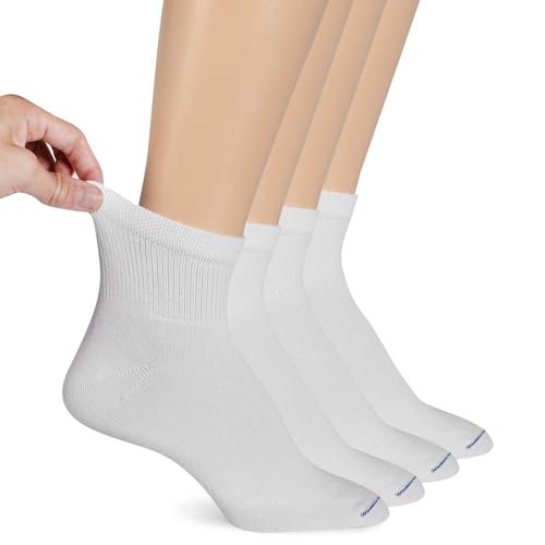 Dr. Scholl's Men's 4 Pack Diabetic and Circulatory Non Binding Ankle Socks, White, Shoe Size: 13-15