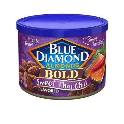 Blue Diamond Almonds Sweet Thai Chili Flavored Snack Nuts, 6 Oz Resealable Cans (Pack of 12)