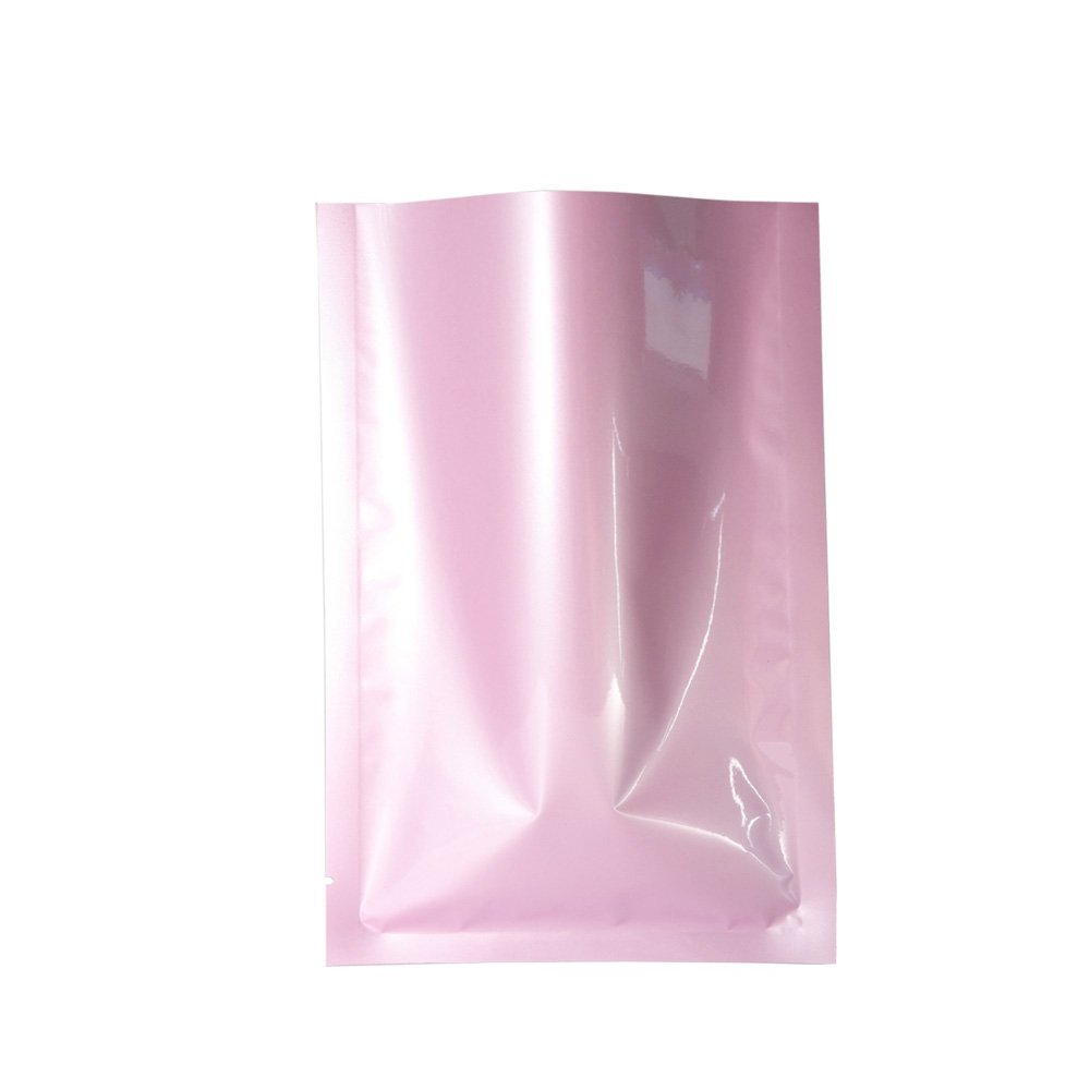 100PCS Glossy Light Pink Metallic Mylar Foil Open Top Sample Bags 6x9cm (2.3x3.5")
