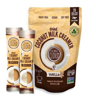 Coconut Cloud: Dairy-Free Coffee Creamer | Minimally Processed, Shelf Stable. Made from Coconut Powdered Milk. | Vegan, Gluten Free, Non-GMO. (Home, Office, Travel), Creamers (Vanilla - 20 Sticks)