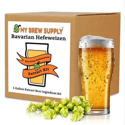 My Brew Supply Bavarian Hefeweizen Beer Extract Kit | Bavarian Wheat Dry Malt Extract | German Hallertau Mittelfruh Pellet Hops | German Wheat Ale Yeast | Priming Sugar | Bottle Caps | 5 Gallon Yield