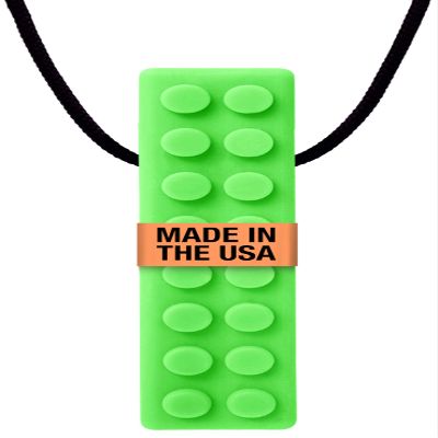 ARK Brick Stick, Chew Necklaces for Sensory Kids and Adults, Oral and Hand Fidget for Autism, ADHD, SPD, Anxiety, Medical-Grade Textured Chew Necklace, XT, Medium Firm, Lime Green