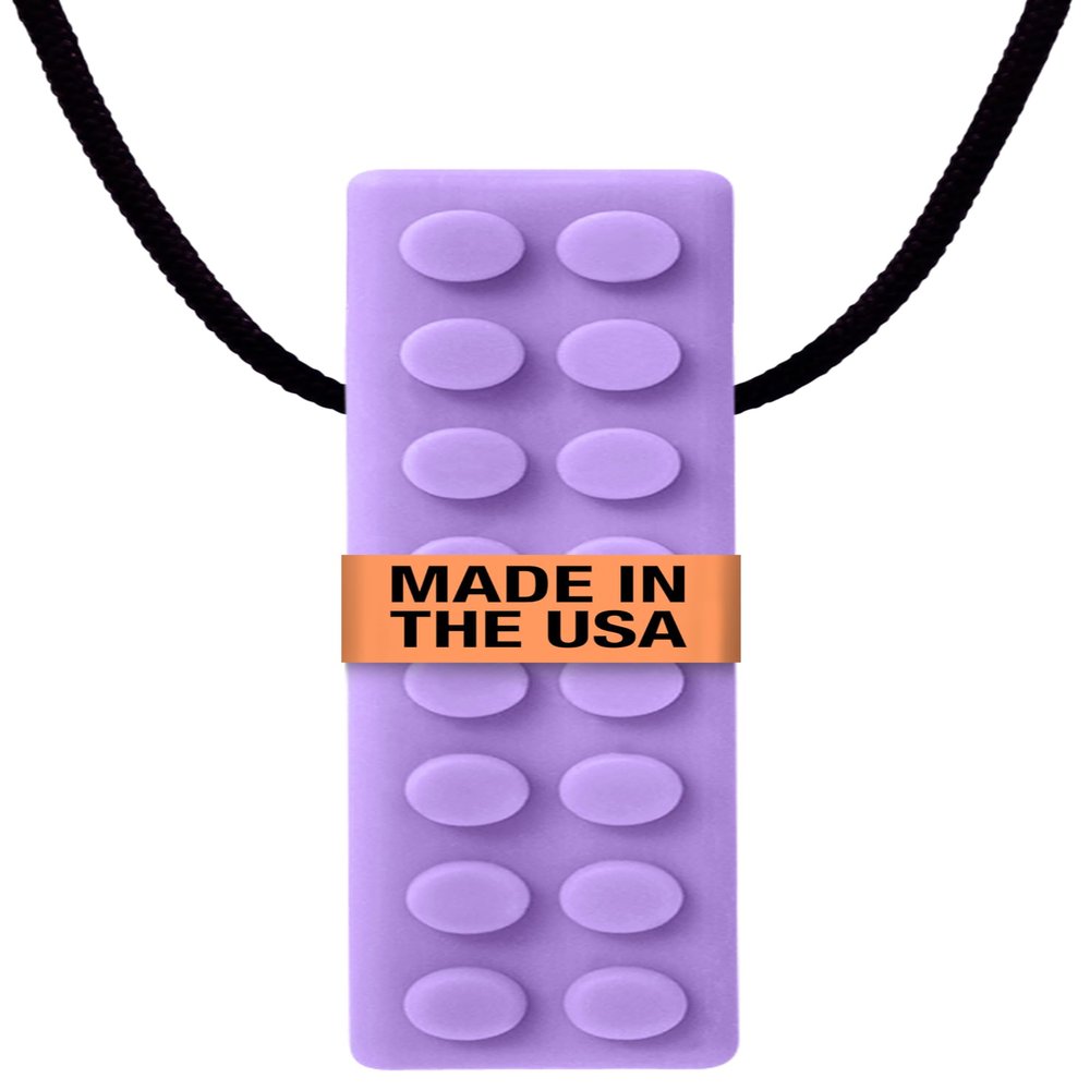 ARK Brick Stick, Chew Necklaces for Sensory Kids and Adults, Oral and Hand Fidget for Autism, ADHD, SPD, Anxiety, Medical-Grade Textured Chew Necklace, XXT, Very Firm, Lavender