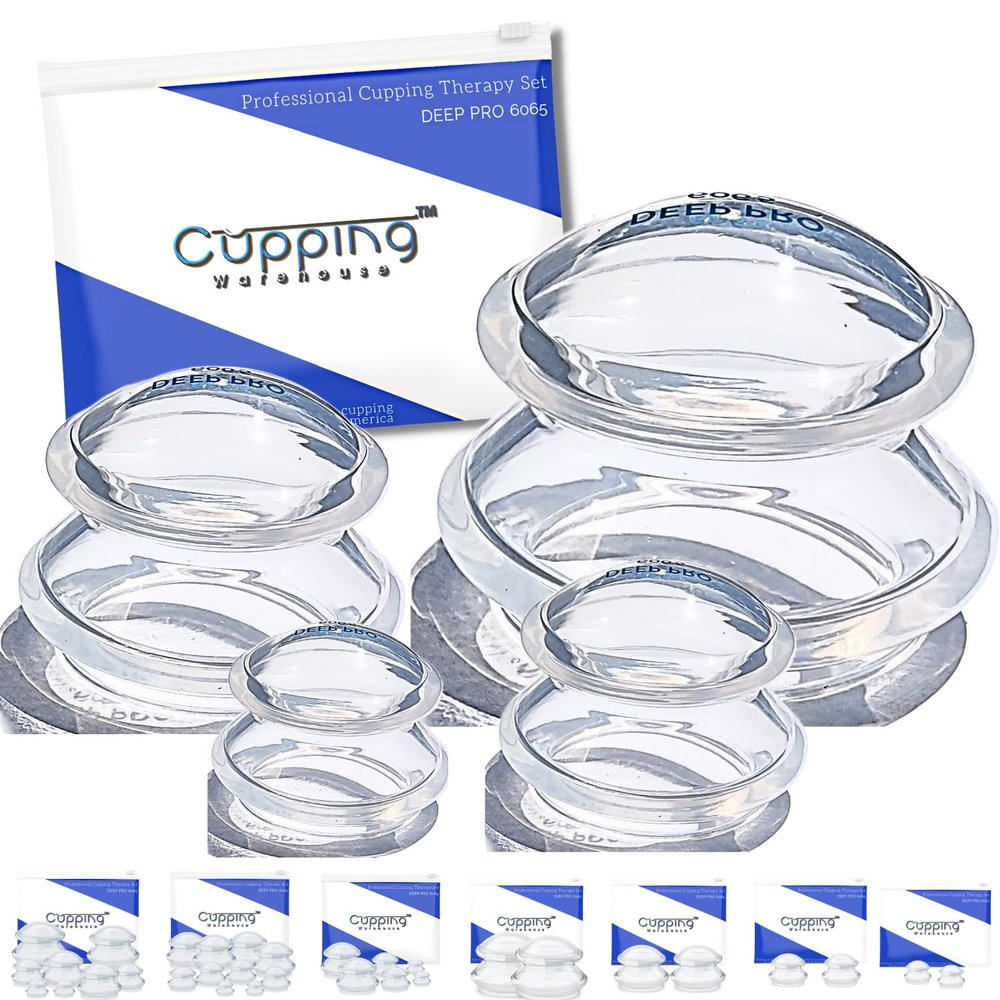 Cupping Warehouse Supreme 4 DEEP PRO 6065 Cup (4 Sizes) Cupping Therapy Sets Professional and Self Care Chinese Silicone Anti Cellulite Massage Suction Cups for Joint, Pain, Muscles, Fascia, Lymph