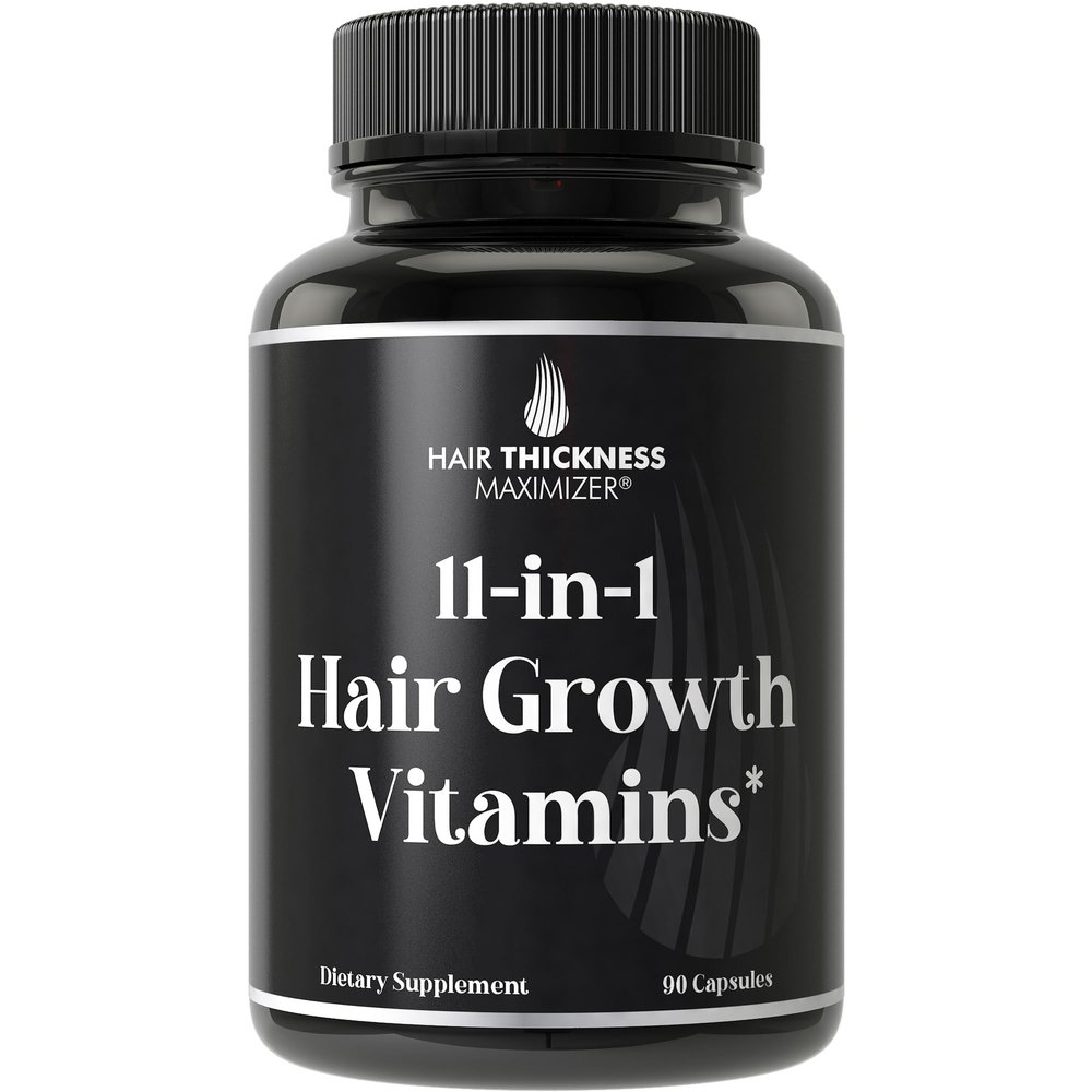 11-in-1 Vegan Hair Growth Vitamins for Thinning & Brittle Hair  Advanced Vitamin Complex with 5000mcg Biotin, Pumpkin Seed, Zinc. Supports Thicker, Healthier-Looking Scalp for Women & Men
