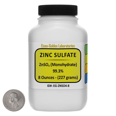 Zinc Sulfate [ZnSO4] 99.3% ACS Grade Powder 8 Oz in a Space-Saver Bottle