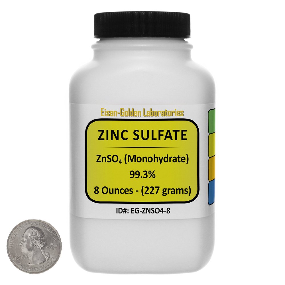Zinc Sulfate [ZnSO4] 99.3% ACS Grade Powder 8 Oz in a Space-Saver Bottle