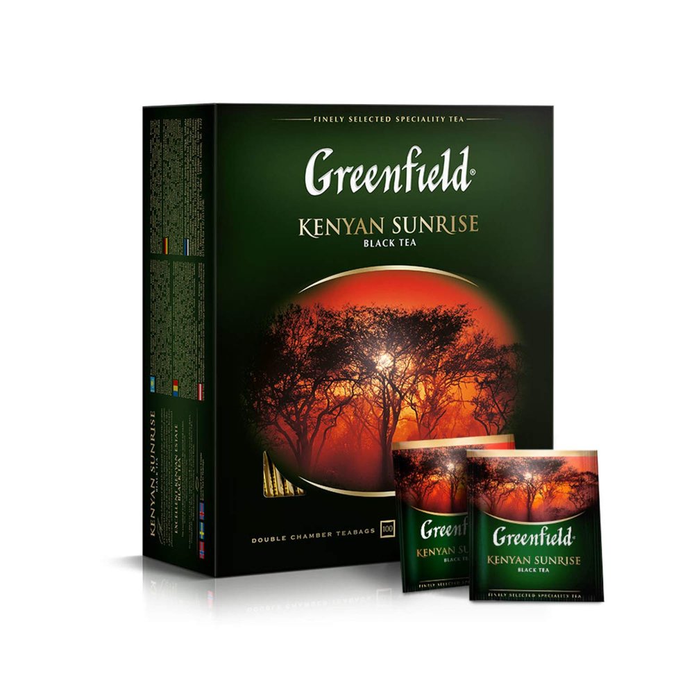 Greenfield Kenyan Sunrise lassic Collection Black Tea Finely Selected Speciality Tea 100 Double Chamber Teabags With Tags in Foil Sachets