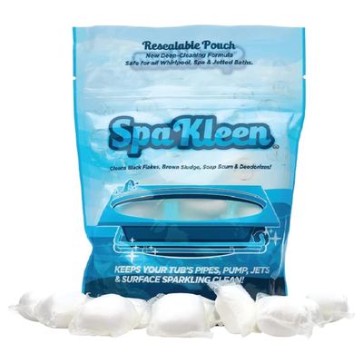 SpaKleen Jetted Tub Cleaner Unscented, Septic Safe Powder for Whirlpool & Jacuzzi | 10 Cleanings Per Pouch | Fast 15-Minute Action | Removes Sludge, Soap Scum & Black Flakes | Made in USA