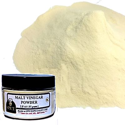 Malt Vinegar Powder by Spice Specialist (3.0 oz. Jar) - KOSHER (Small & Bulk options available)