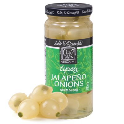 Sable & Rosenfeld Vermouth Tipsy Jalapeo Onions, 5 oz Jar (Pack of 1), Stuffed Pickled Silverskin Cocktail Onions, Kosher, Gluten-Free Martini Garnish