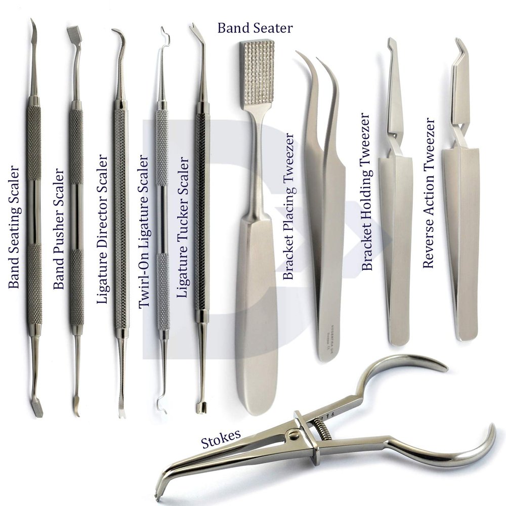 10Pcs Dental Orthodontic Instruments Kit Band Placement Seater Positioner Separating Ligature Tucker Bracket Removing Forceps