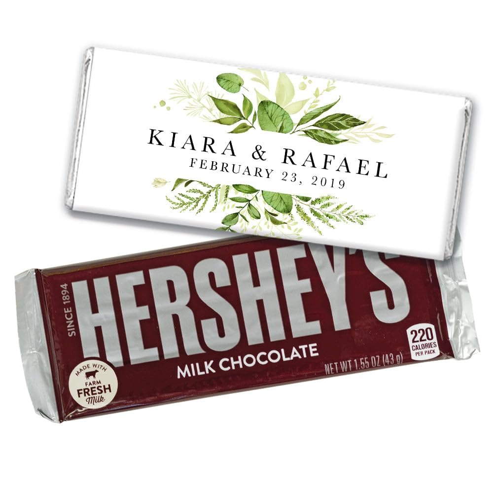 12ct Personalized Wedding Candy Favors for Guests Chocolate Bars (12 Count) - Botanical