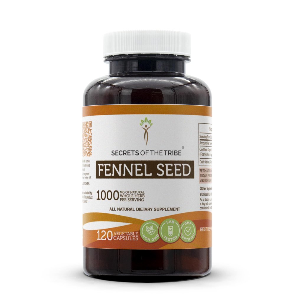 Secrets of the Tribe Fennel Seed 120 Capsules, 1000 mg, Fennel Seed (Foeniculum vulgare) Dried Seed (120 Capsules)