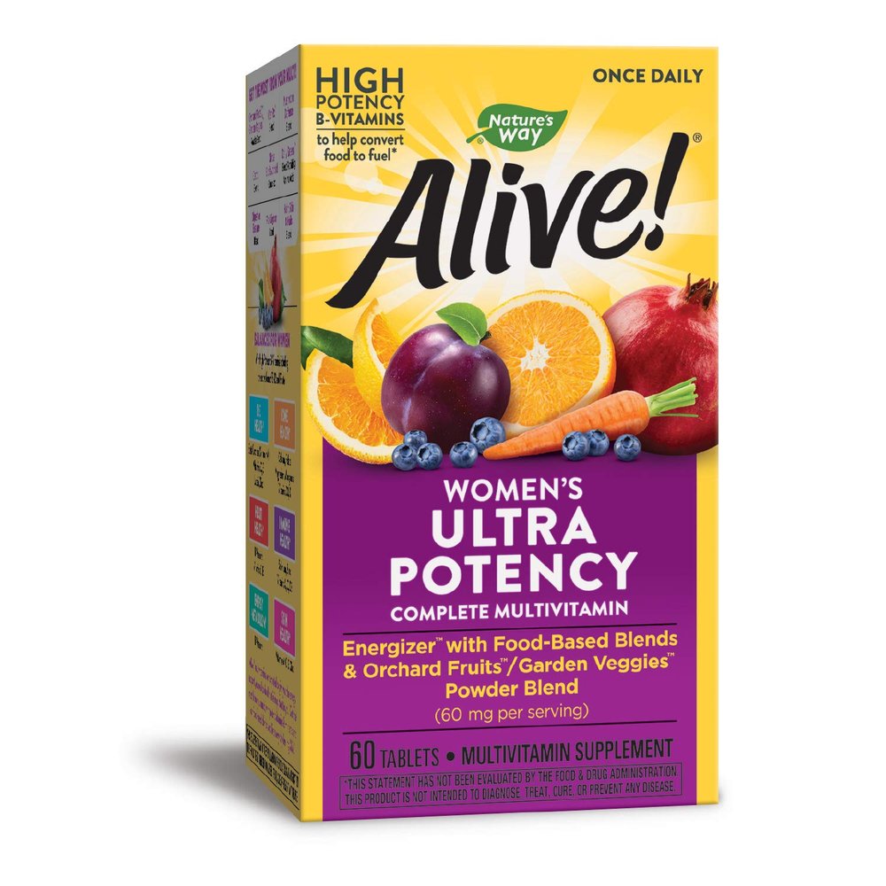 Natures Way Alive! Womens Ultra Potency Complete Multivitamin, High Potency B-Vitamins, Energy Metabolism*, 60 Tablets