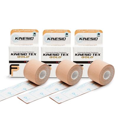 Kinesio Taping - Elastic Therapeutic Athletic Tape Tex Gold FP - Beige  2 in. x 16.4 ft - 3 Pack