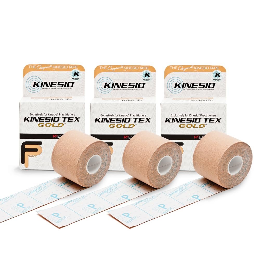 Kinesio Taping - Elastic Therapeutic Athletic Tape Tex Gold FP - Beige  2 in. x 16.4 ft - 3 Pack