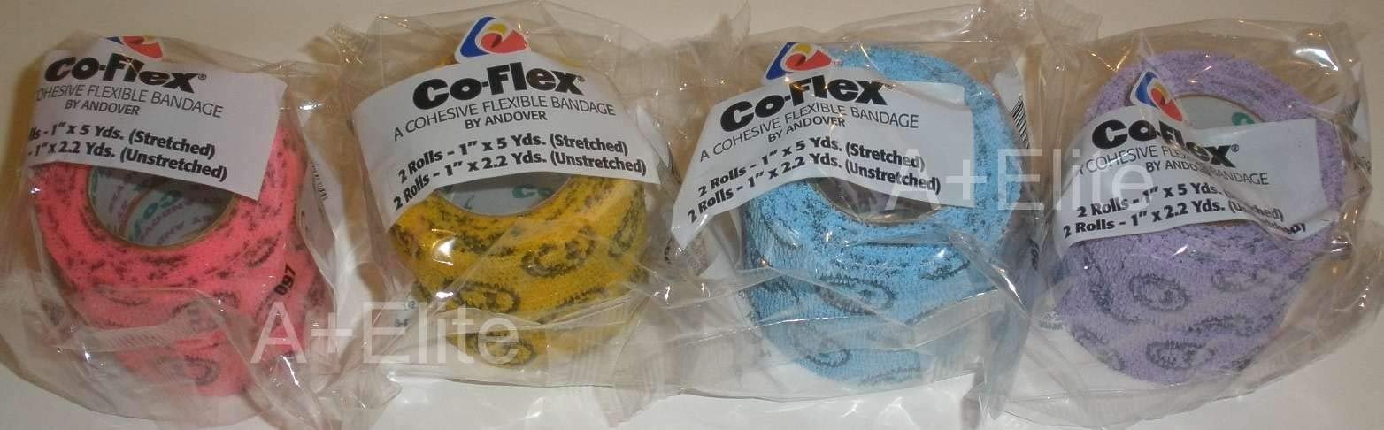 Coflex Andover Cohesive Flexible Elastic Latex Bandage Compression Self Adherent Wrap 1" x5Yds Smiley Face Bright Color Pack 8/Pack Neon Pink Yellow Blue for Kids Children Pets Cats Dogs 3100SC