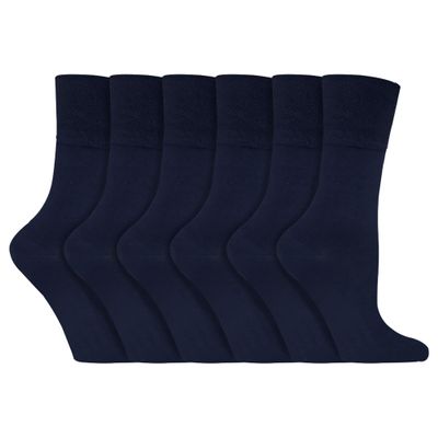 Gentle Grip - 6 Pack of Ladies Diabetic Socks - 5-9 US / 4-8 UK (Dark Blue)