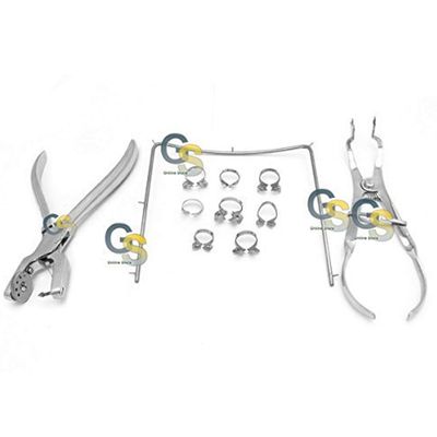 11 PCS STARTER RUBBER DAM SET DENTAL STAINLESS STEEL G.S INSTRUMENTS