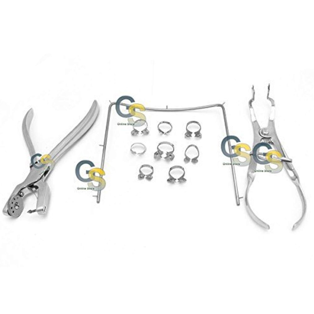 11 PCS STARTER RUBBER DAM SET DENTAL STAINLESS STEEL G.S INSTRUMENTS