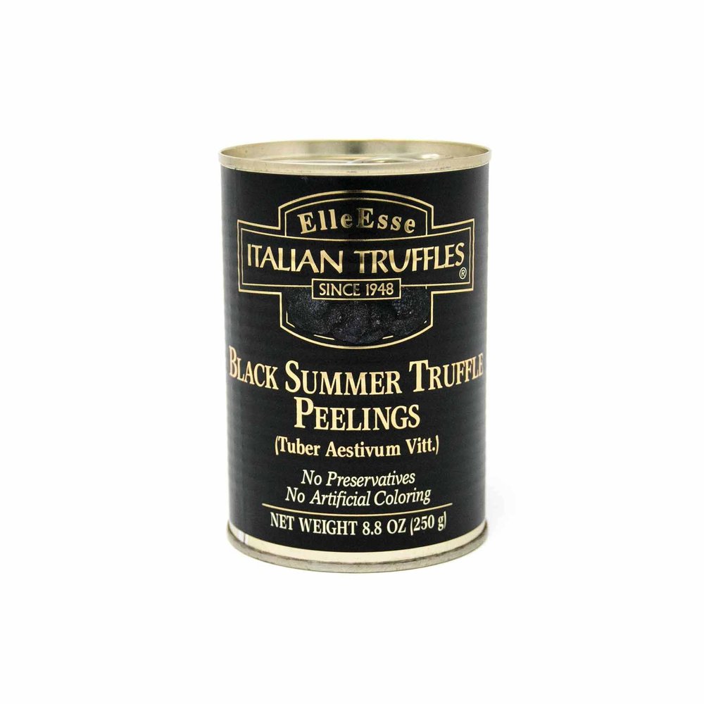 Elle Esse Authentic Italian Black Summer Truffle Slices "Peelings"  Perfect for Pasta, Pizza & Meats, 8.8 oz (250g)