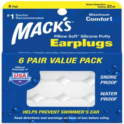 Mack's Pillow Soft Silicone Earplugs - 6 Pair, Value Pack The Original Moldable Silicone Putty Ear Plugs for Sleeping, Snoring, Swimming, Travel, Concerts and Studying | Made in USA