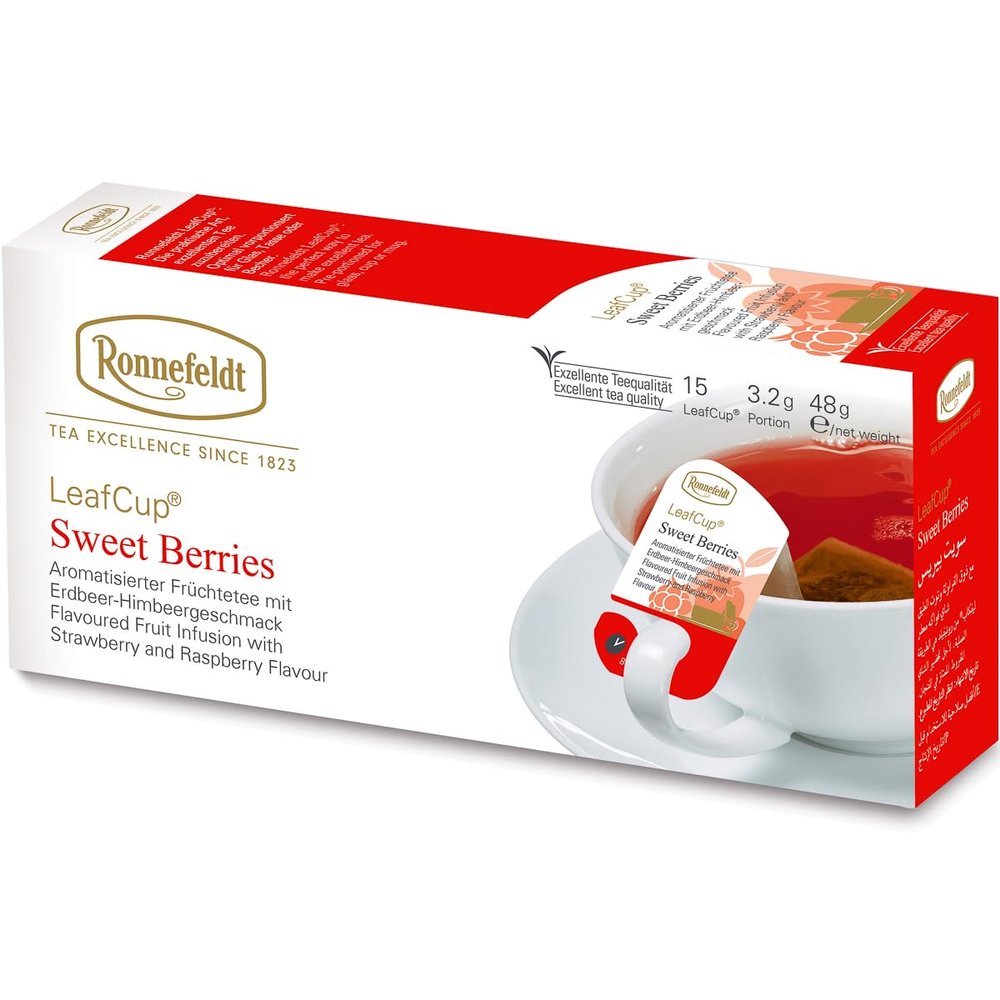 Ronnefeldt LeafCup Sweet Berries Chai Flavoured Loose Leaf Red Fruit Herbal Tea with Hibiscus & Rose Hip Naturally Caffeine-Free 15 Individually Wrapped Tea Bags