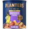 PLANTERS Deluxe Mixed Nuts - Roasted Cashews, Almonds, Brazil Nuts, Pistachios, and Pecans, Plant-Based Protein, Quick Snack, 15.25oz Canister view 1