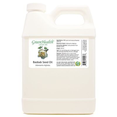 Baobab Seed Carrier Oil - 32 fl oz (946 ml) - 100% Pure Cold Pressed - GreenHealth