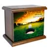 Cremation Urn, Wood Funeral Urn, Golf Wooden Urn with Personalized Engraving, Golfing view 1