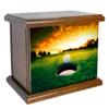 Cremation Urn, Wood Funeral Urn, Golf Wooden Urn with Personalized Engraving, Golfing view 3