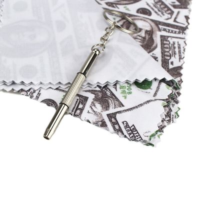 100pcs Microfiber Cloth Dollar Design for Glasses, iPhone, ipad, Screens, Camera Lens, CD, TV Glasses Cleaning + 1 Screw Driver