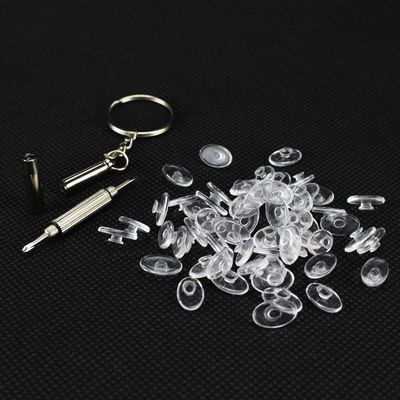 40 Pairs Nose Pads Oval Shape Eyeglass Silicone 12mm Slide on for Rimless Frames + Screw Driver